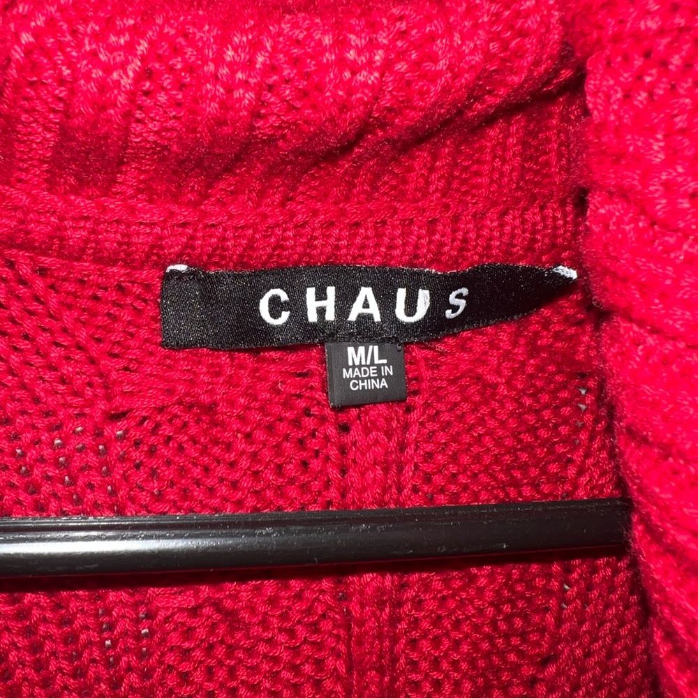 Chaus Solid Red Chunky Knit Open Front Cardigan S… - image 2